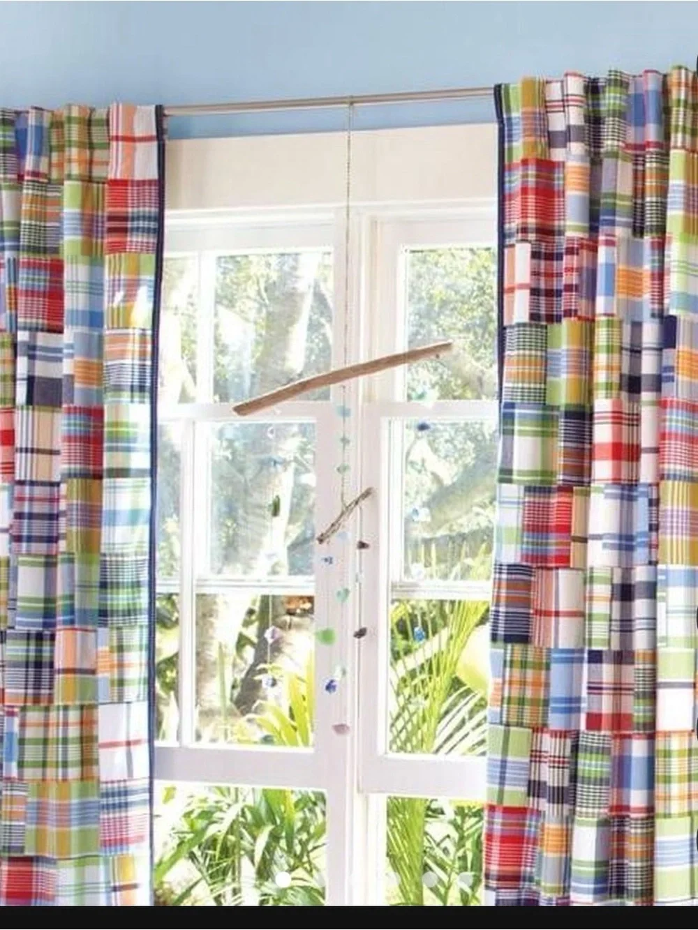 Pottery Barn Kids Plaid Patchwork Window Curtain Panels - Multicolor X4